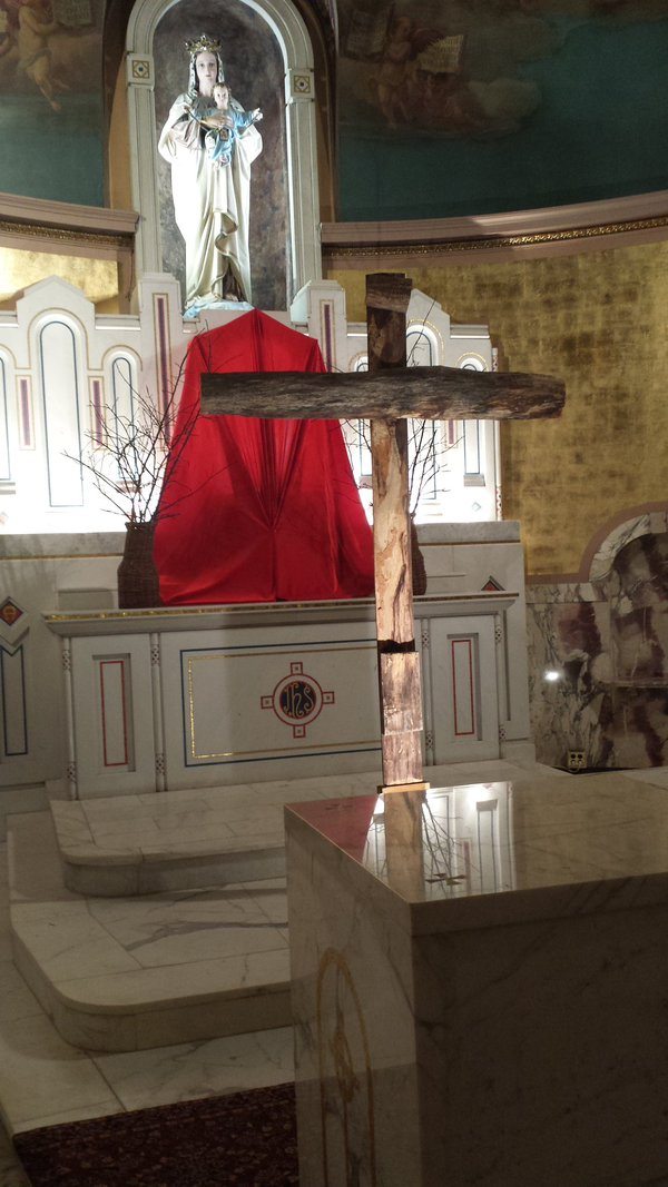 Mount Carmel - Good Friday 2016 cross in sanctuary